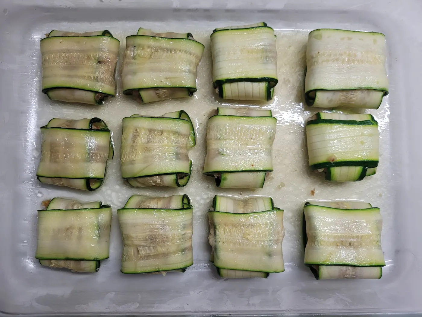 Canelones de calabacín con farsa de gambas: foto del paso a paso